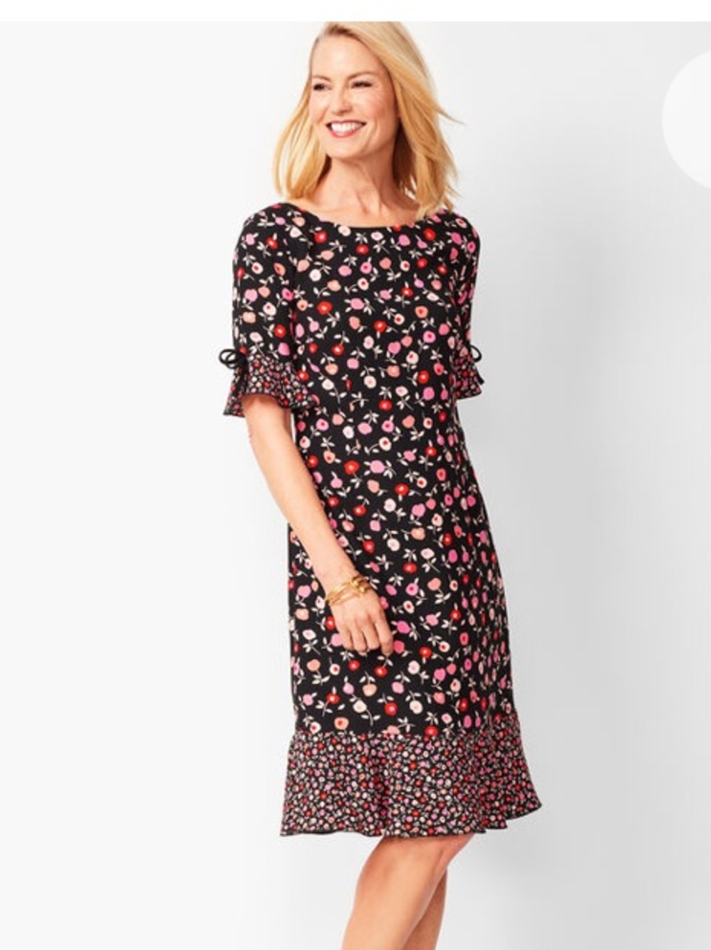 Talbot’s FLORAL JEWEL-NECK SHIFT DRESS Sz 10